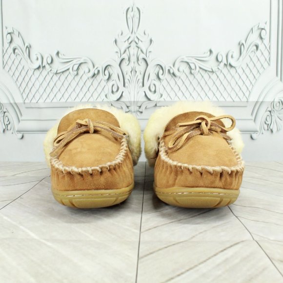 *LL BEAN Suede Shearling Lined Wicked Good Moccasin Slippers 10 Inch - Picture 4 of 9